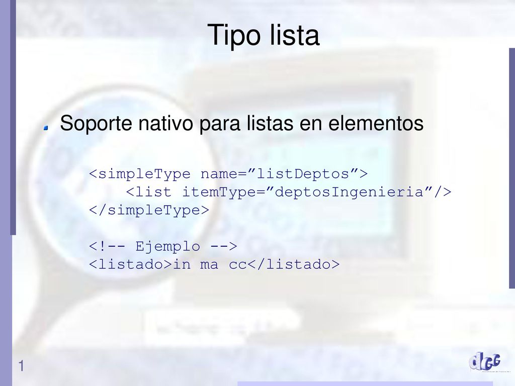 Tipo lista Soporte nativo para listas en elementos