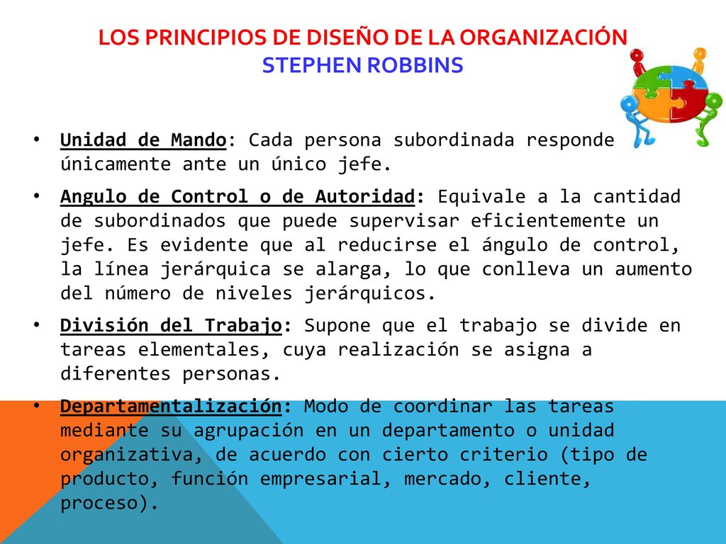 Los principios de diseño de la organización STEPHEN ROBBINS