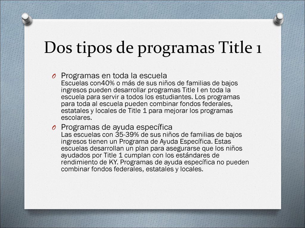 Dos tipos de programas Title 1