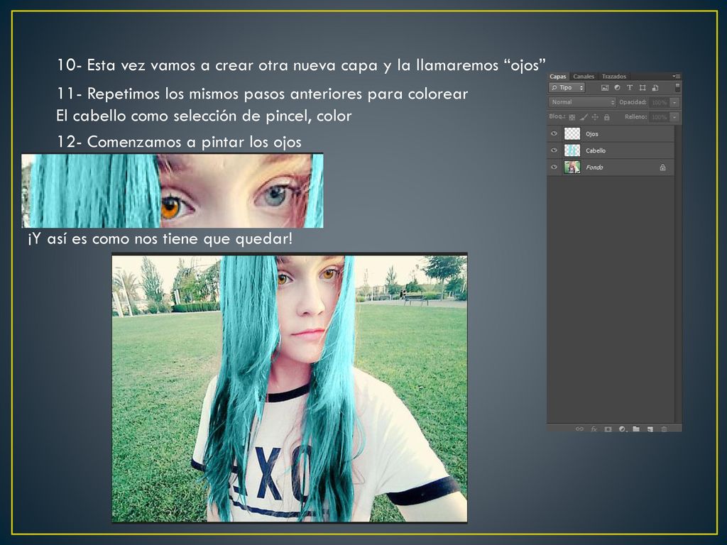10- Esta vez vamos a crear otra nueva capa y la llamaremos ojos