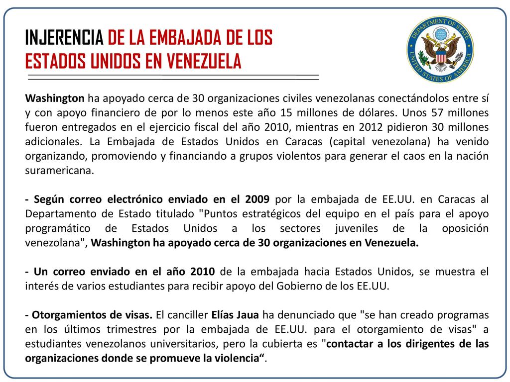 INJERENCIA DE LA EMBAJADA DE LOS ESTADOS UNIDOS EN VENEZUELA