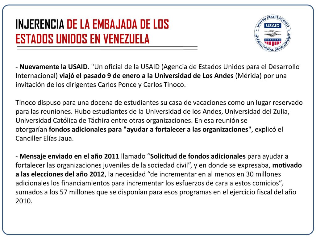 INJERENCIA DE LA EMBAJADA DE LOS ESTADOS UNIDOS EN VENEZUELA