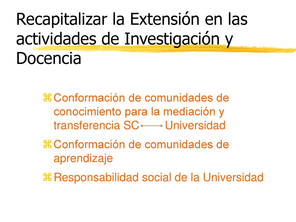 Recapitalizar la Extensión en las actividades de Investigación y Docencia