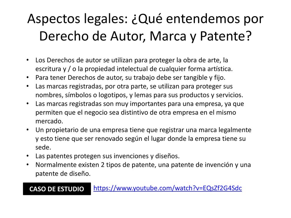 Aspectos legales: ¿Qué entendemos por Derecho de Autor, Marca y Patente