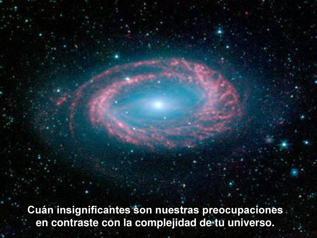 Cuán insignificantes son nuestras preocupaciones en contraste con la complejidad de tu universo.