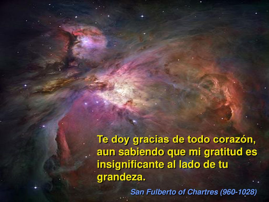 Te doy gracias de todo corazón, aun sabiendo que mi gratitud es insignificante al lado de tu grandeza.