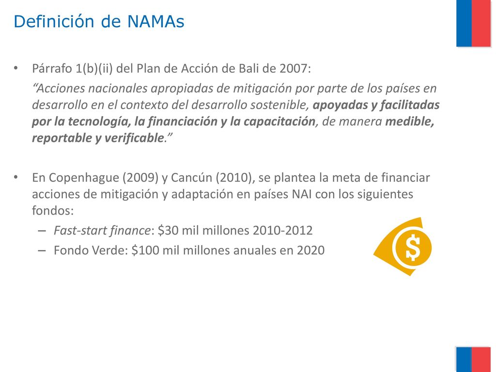 Definición de NAMAs Párrafo 1(b)(ii) del Plan de Acción de Bali de 2007: