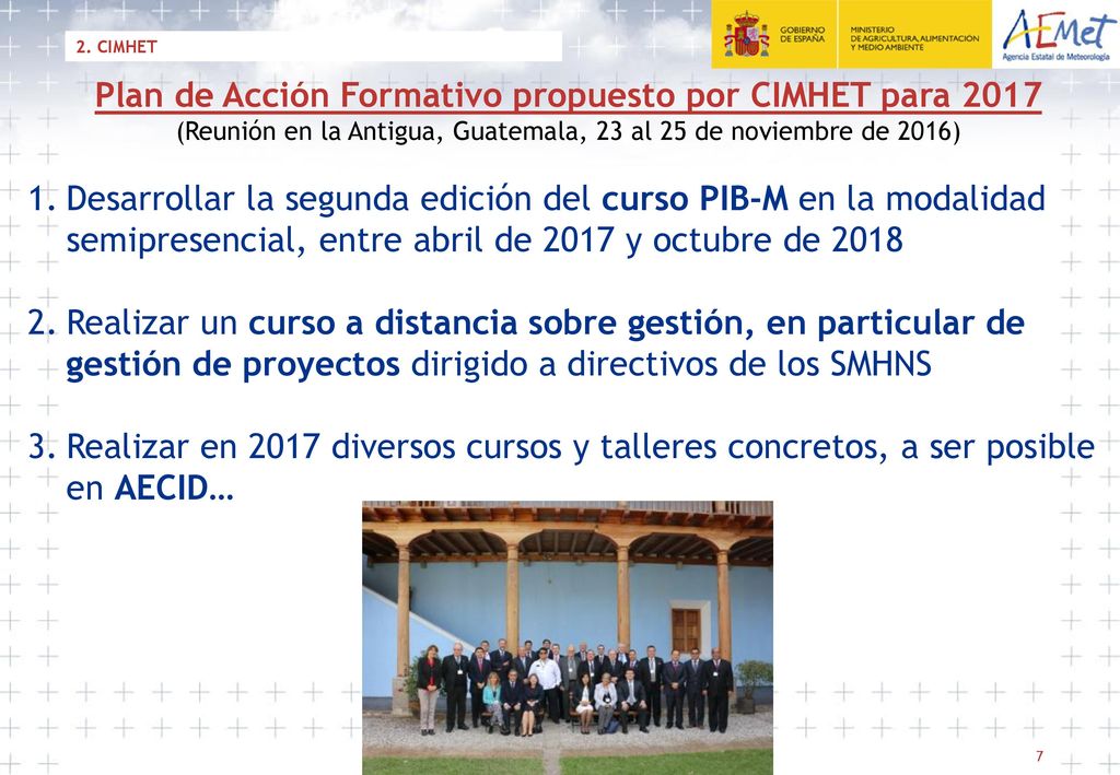 Plan de Acción Formativo propuesto por CIMHET para 2017