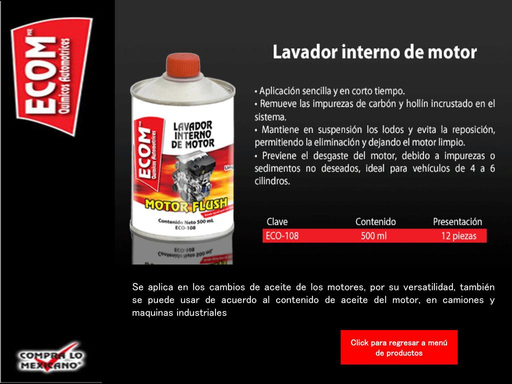 Click para regresar a menú de productos