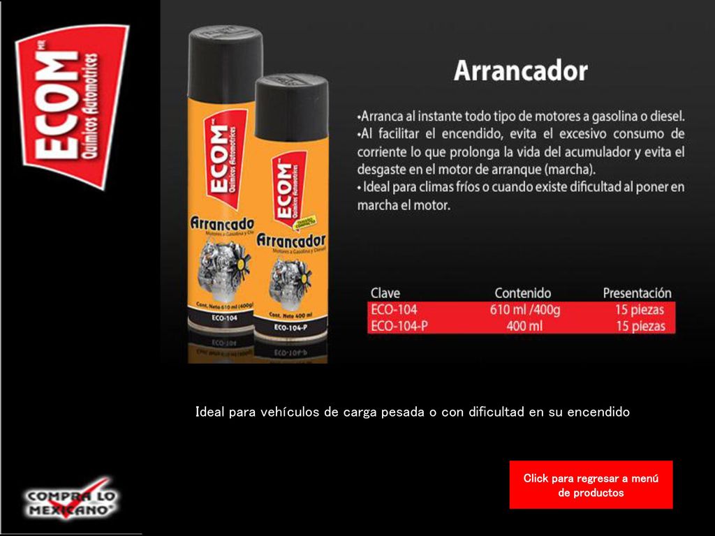 Click para regresar a menú de productos