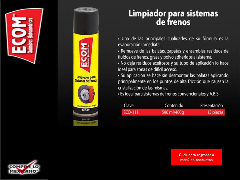 Click para regresar a menú de productos