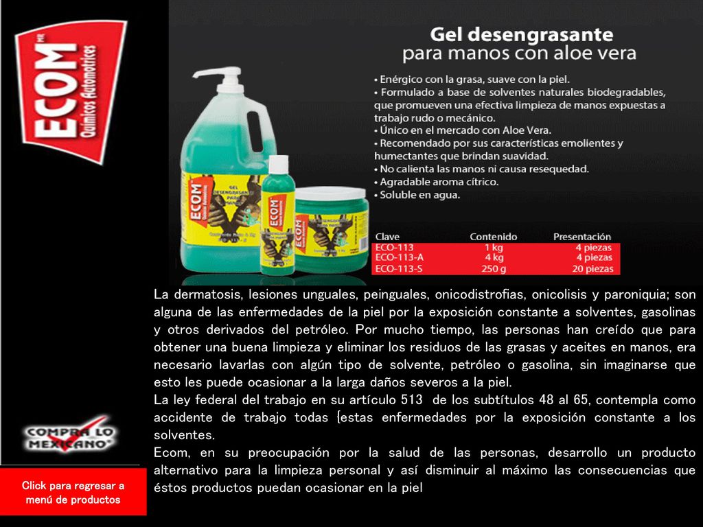 Click para regresar a menú de productos