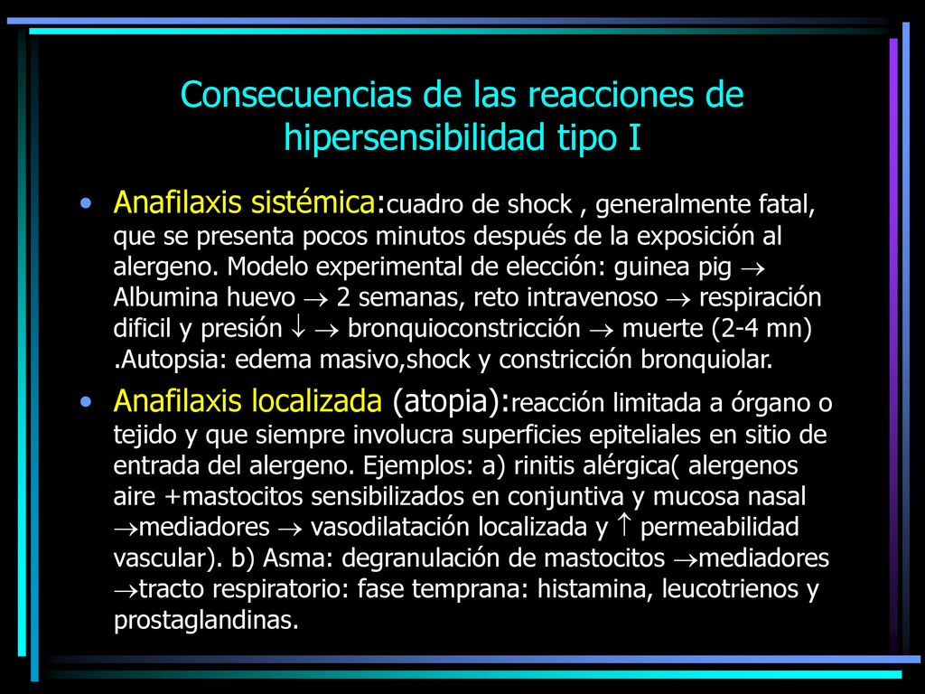 Consecuencias de las reacciones de hipersensibilidad tipo I