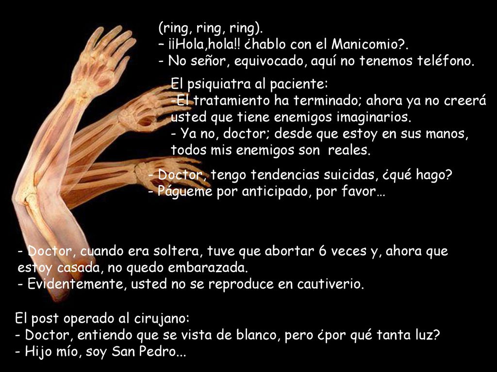 (ring, ring, ring). – ¡¡Hola,hola!! ¿hablo con el Manicomio . - No señor, equivocado, aquí no tenemos teléfono.