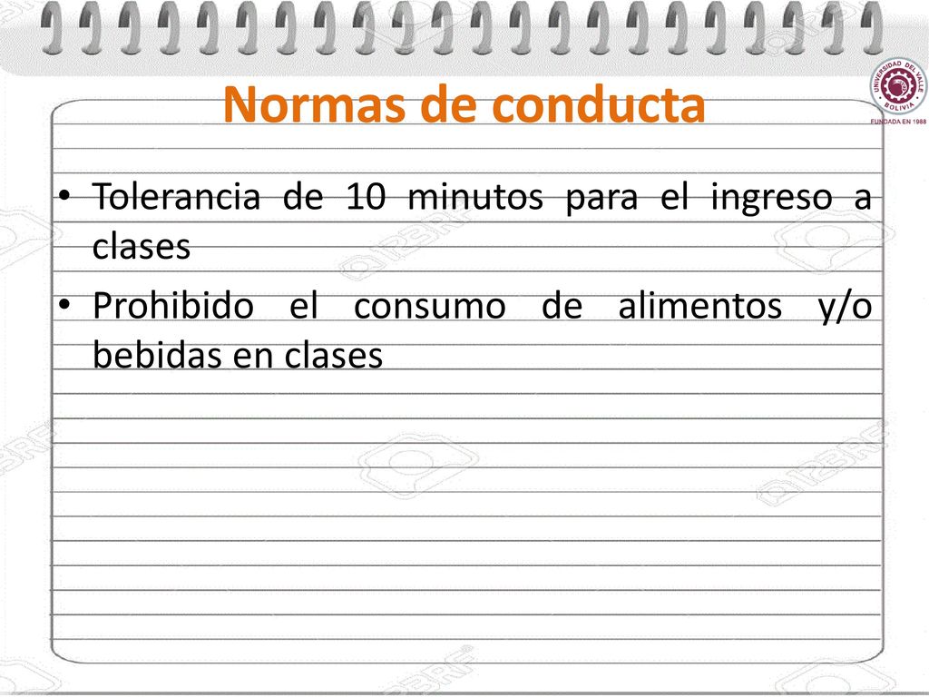 Normas de conducta Tolerancia de 10 minutos para el ingreso a clases