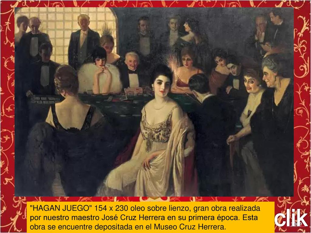 HAGAN JUEGO 154 x 230 oleo sobre lienzo, gran obra realizada por nuestro maestro José Cruz Herrera en su primera época. Esta obra se encuentre depositada en el Museo Cruz Herrera.