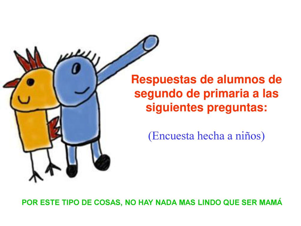 Respuestas de alumnos de segundo de primaria a las siguientes preguntas: (Encuesta hecha a niños)