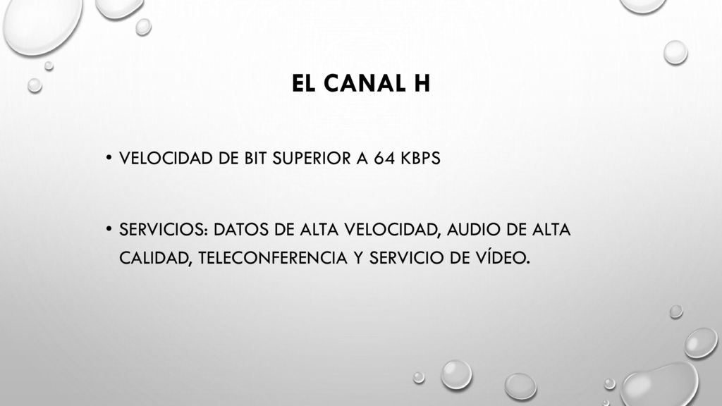 El canal H Velocidad de bit superior a 64 Kbps