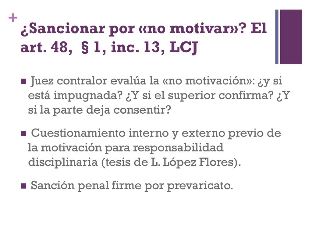 ¿Sancionar por «no motivar» El art. 48, §1, inc. 13, LCJ