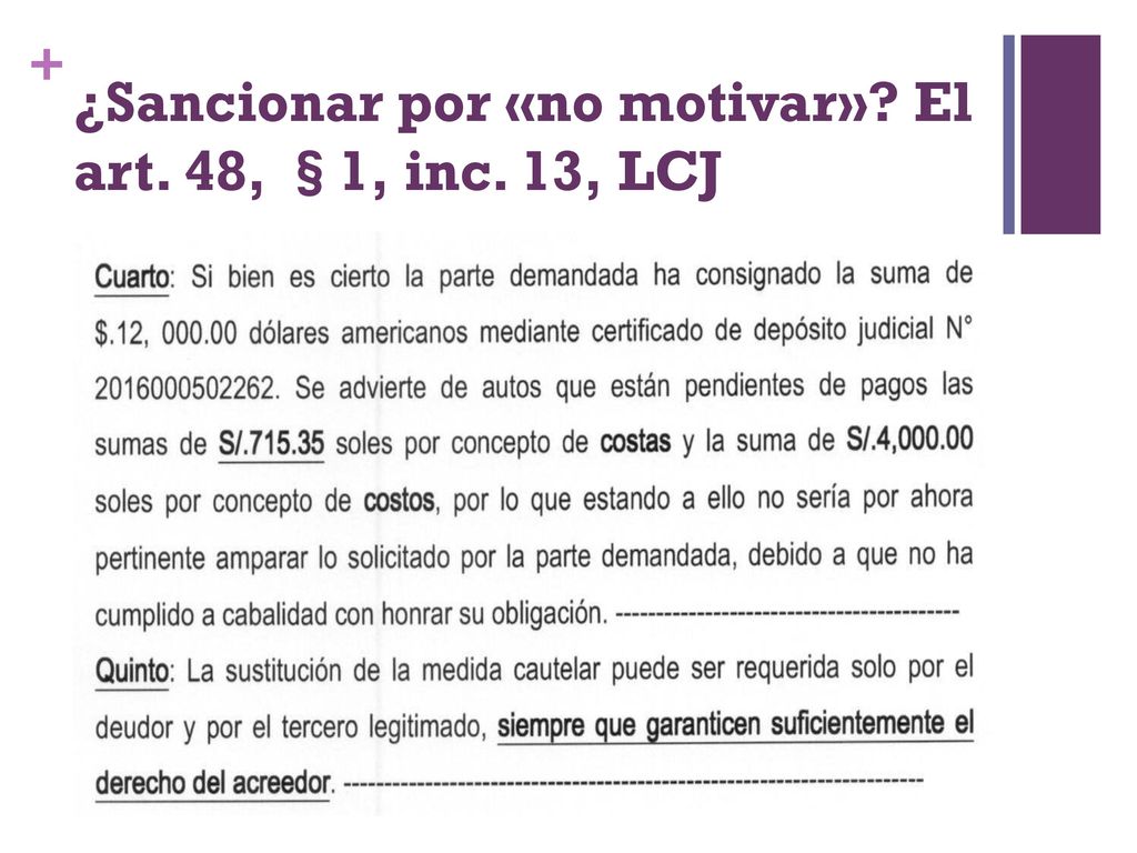 ¿Sancionar por «no motivar» El art. 48, §1, inc. 13, LCJ