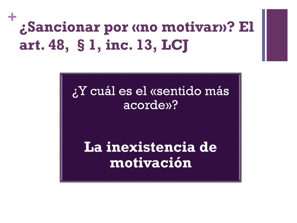 ¿Sancionar por «no motivar» El art. 48, §1, inc. 13, LCJ