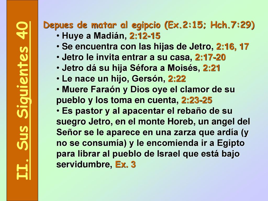 II. Sus Siguientes 40 Depues de matar al egipcio (Ex.2:15; Hch.7:29)