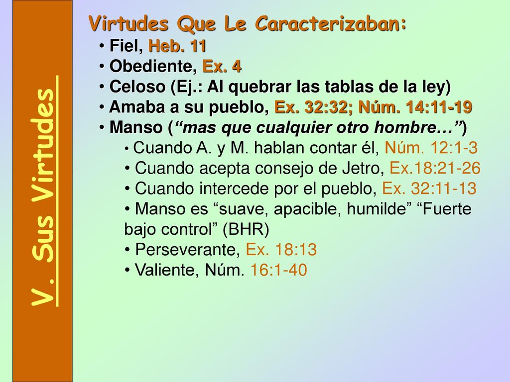 V. Sus Virtudes Virtudes Que Le Caracterizaban: Fiel, Heb. 11