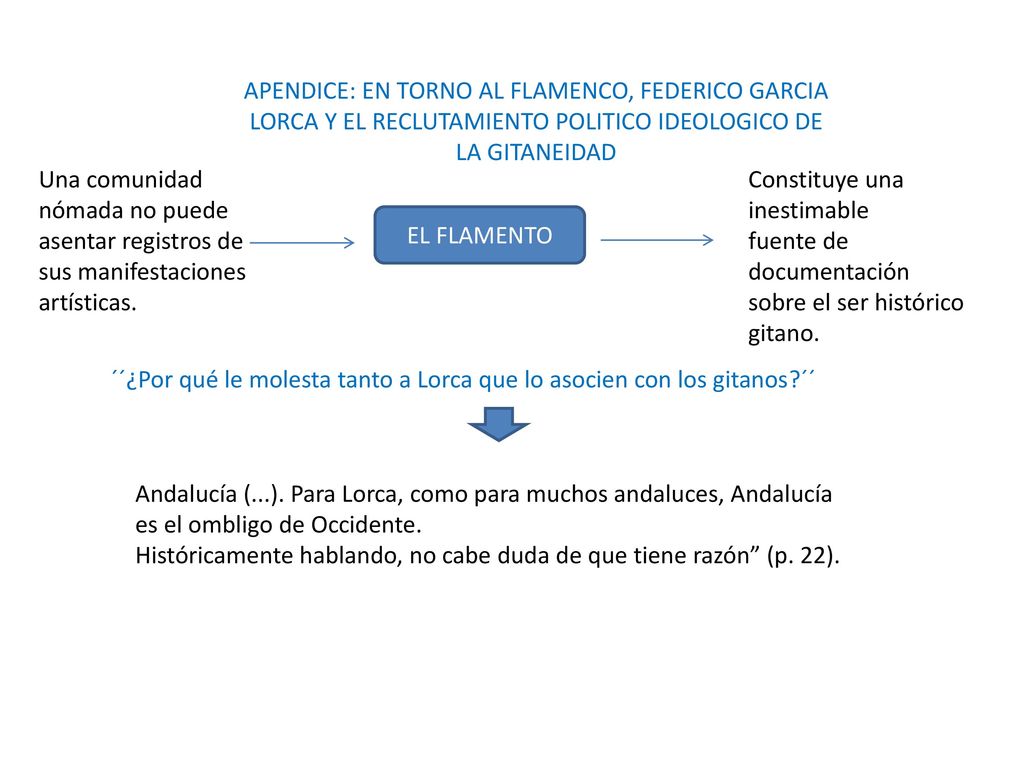 APENDICE: EN TORNO AL FLAMENCO, FEDERICO GARCIA LORCA Y EL RECLUTAMIENTO POLITICO IDEOLOGICO DE LA GITANEIDAD