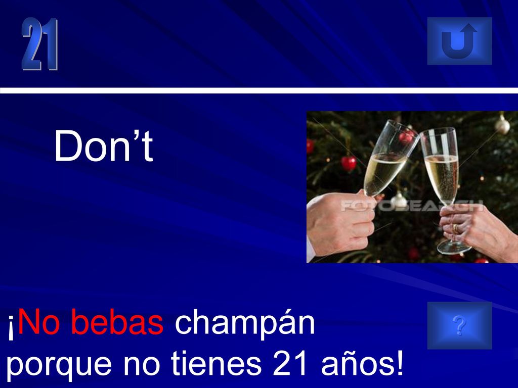 21 Don’t ¡No bebas champán porque no tienes 21 años!