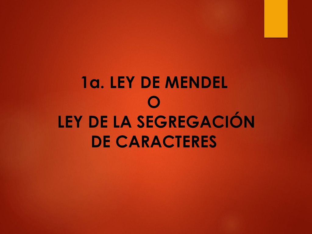 1a. LEY DE MENDEL O LEY DE LA SEGREGACIÓN DE CARACTERES