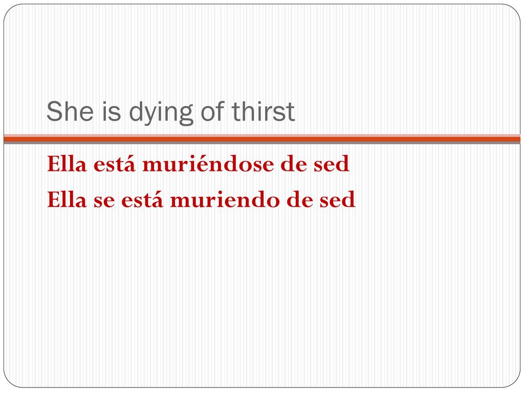 She is dying of thirst Ella está muriéndose de sed
