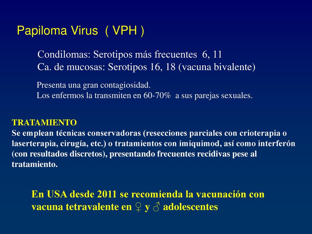 Papiloma Virus ( VPH ) Condilomas: Serotipos más frecuentes 6, 11