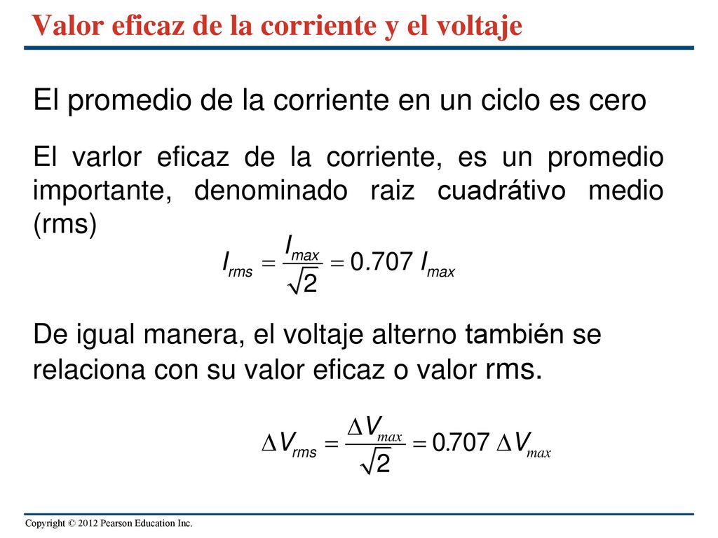 Valor eficaz de la corriente y el voltaje