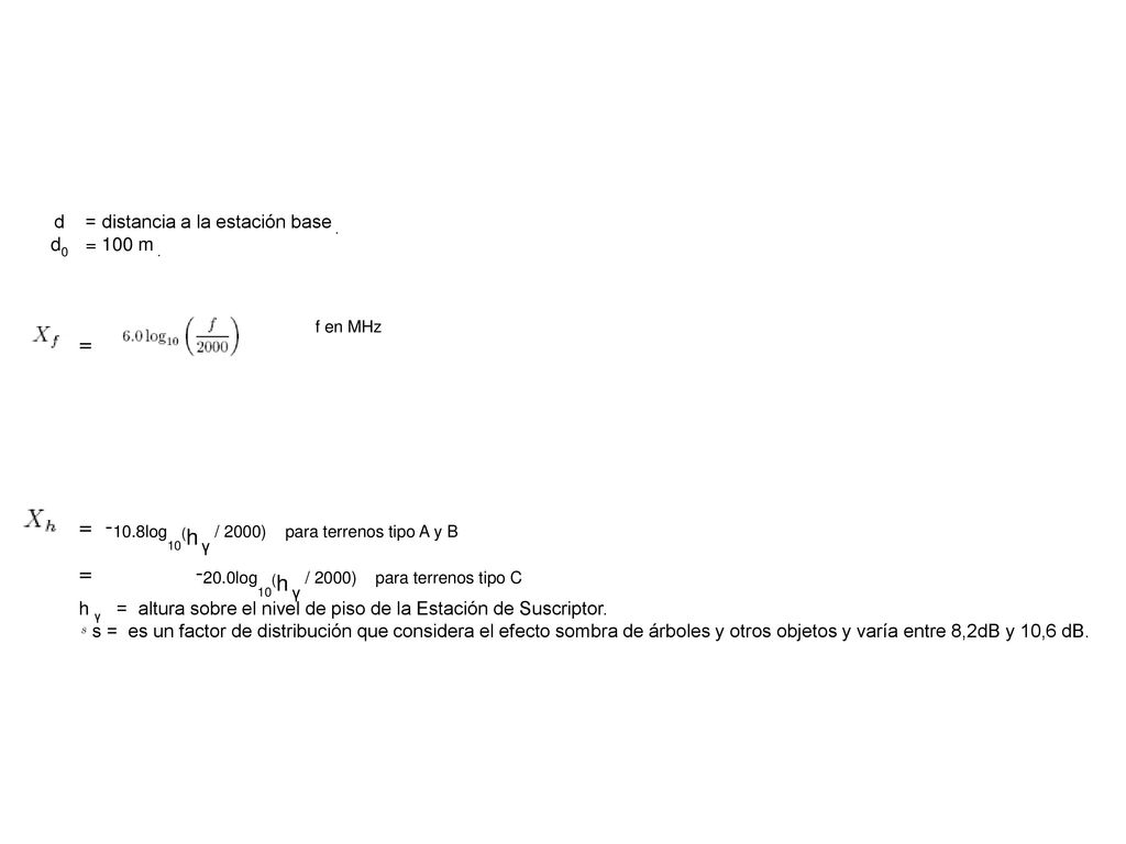 = -10.8log10(h γ / 2000) para terrenos tipo A y B