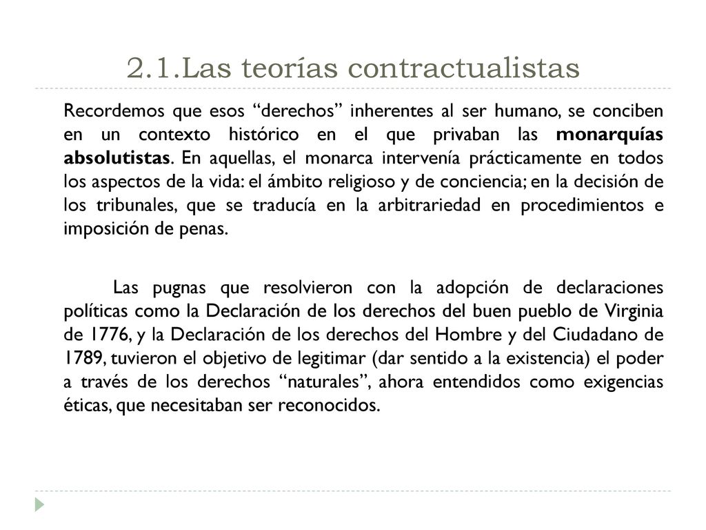 2.1.Las teorías contractualistas