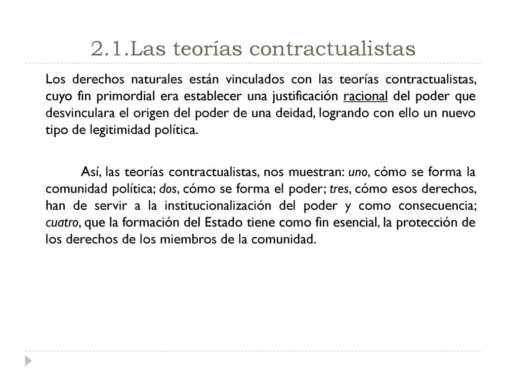 2.1.Las teorías contractualistas