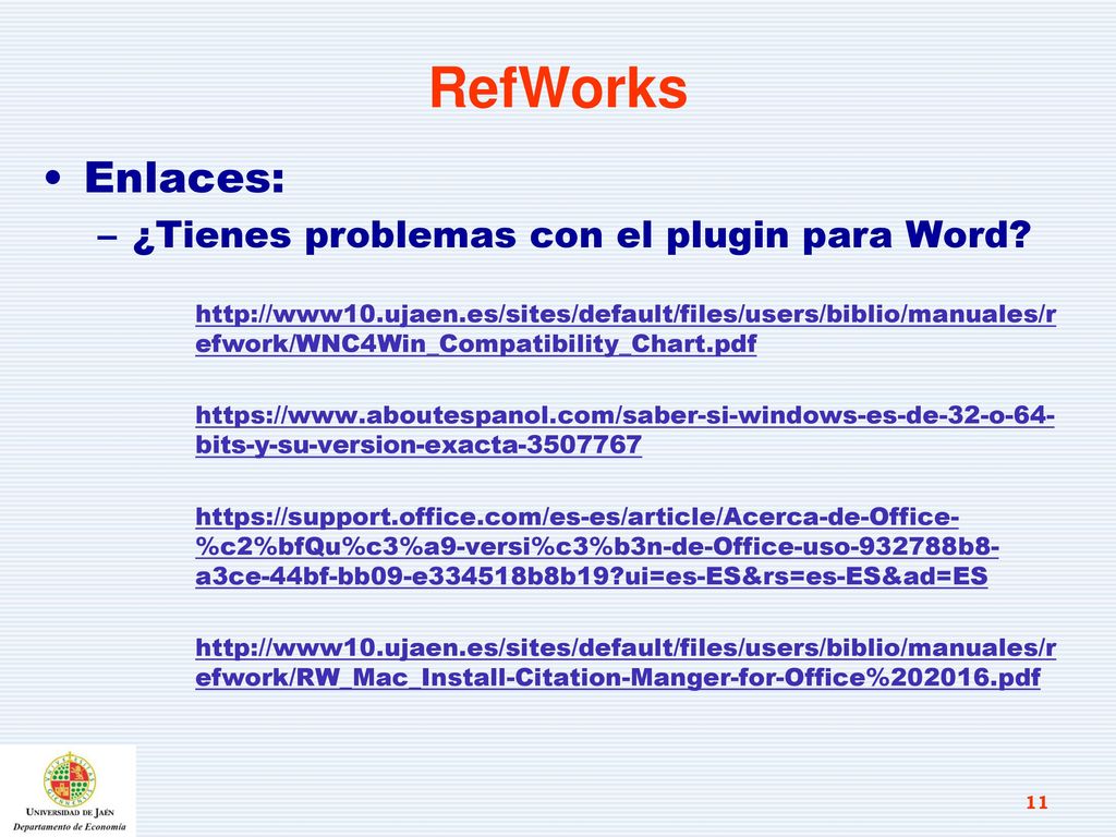 RefWorks Enlaces: ¿Tienes problemas con el plugin para Word