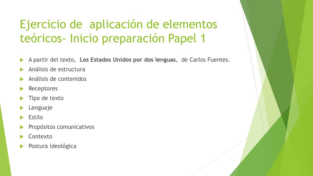Ejercicio de aplicación de elementos teóricos- Inicio preparación Papel 1