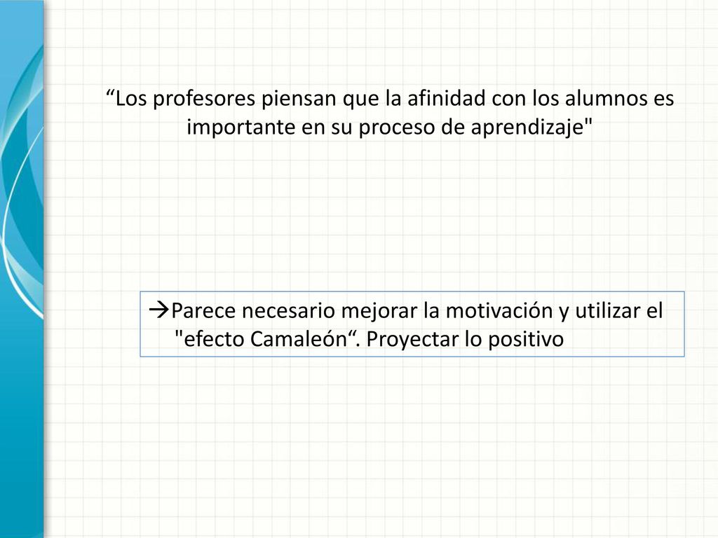 Los profesores piensan que la afinidad con los alumnos es importante en su proceso de aprendizaje