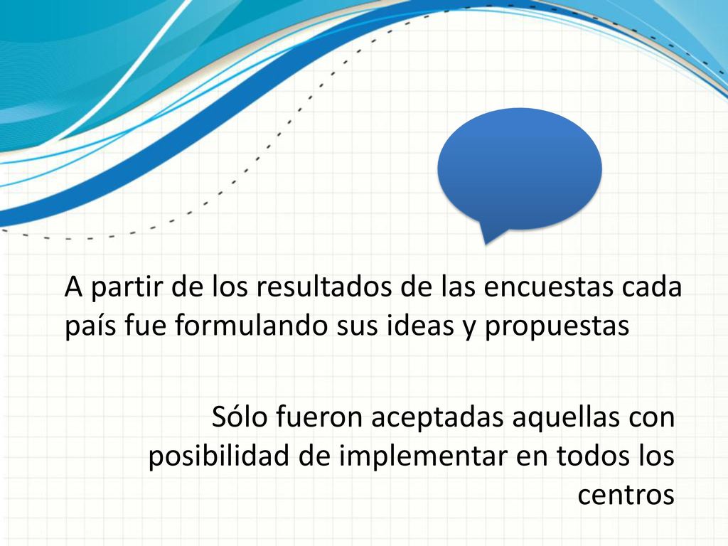 A partir de los resultados de las encuestas cada país fue formulando sus ideas y propuestas