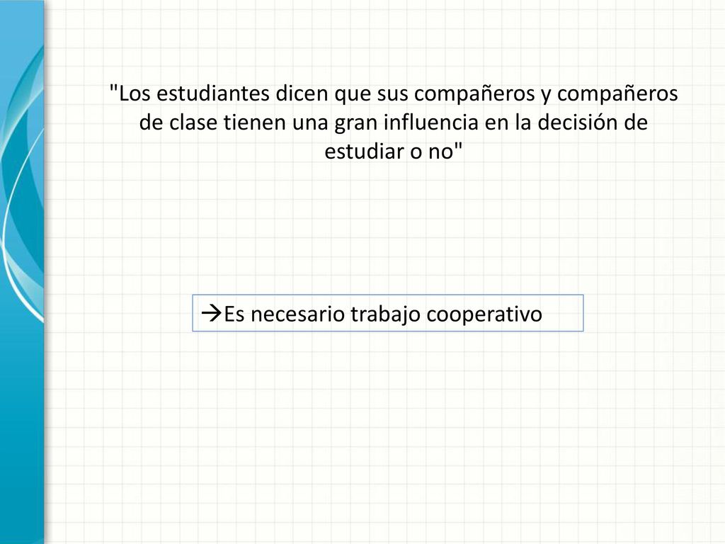 Los estudiantes dicen que sus compañeros y compañeros de clase tienen una gran influencia en la decisión de estudiar o no