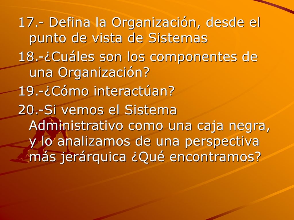 17.- Defina la Organización, desde el punto de vista de Sistemas