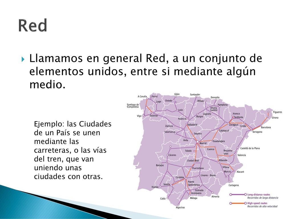 Red Llamamos en general Red, a un conjunto de elementos unidos, entre si mediante algún medio.