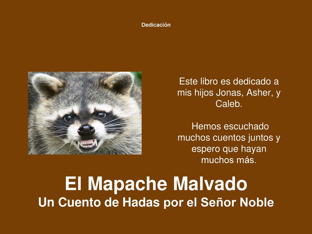 Dedicación El Mapache Malvado Un Cuento de Hadas por el Señor Noble