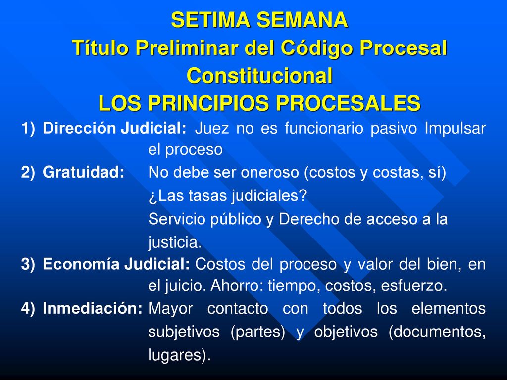 SETIMA SEMANA Título Preliminar del Código Procesal Constitucional LOS PRINCIPIOS PROCESALES