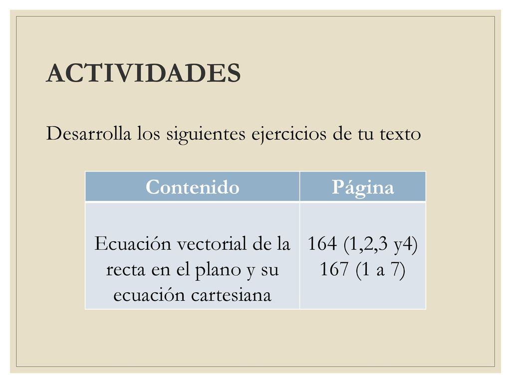 Ecuación vectorial de la recta en el plano y su ecuación cartesiana