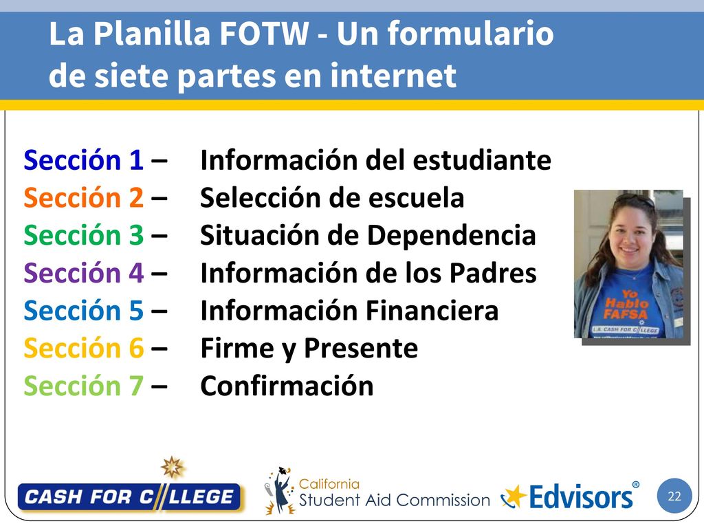 La Planilla FOTW - Un formulario de siete partes en internet