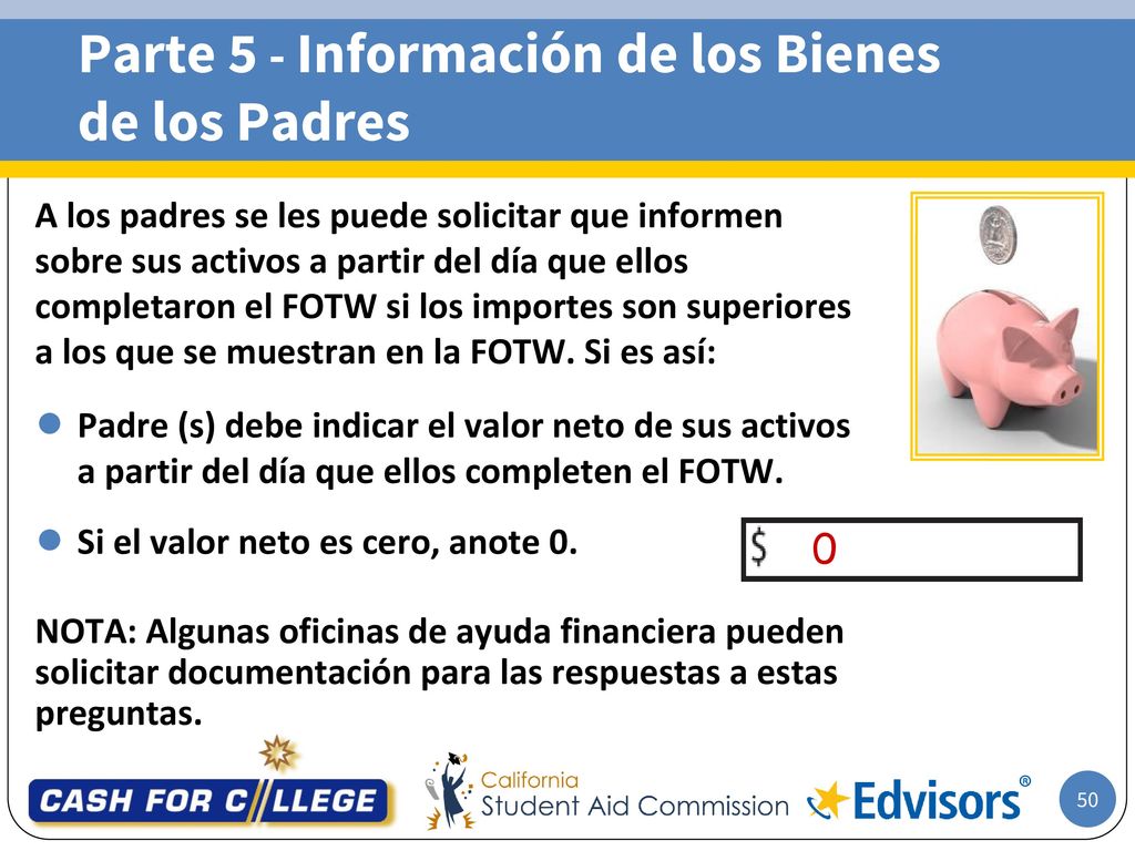 Parte 5 - Información de los Bienes de los Padres