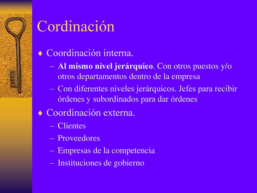Cordinación Coordinación interna. Coordinación externa.