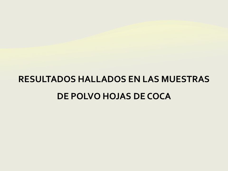 RESULTADOS HALLADOS EN LAS MUESTRAS DE POLVO HOJAS DE COCA